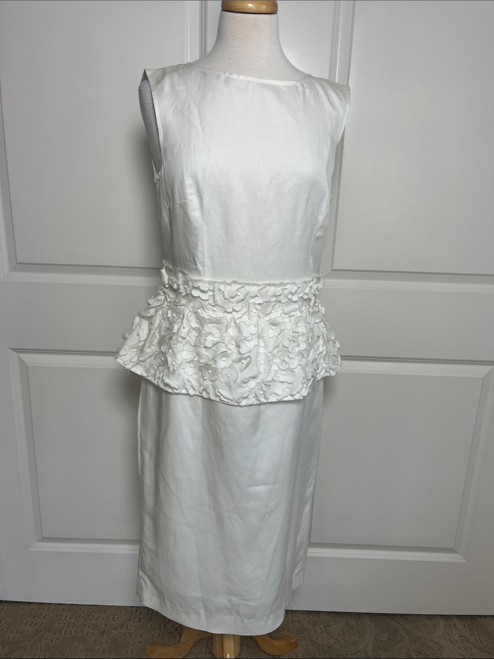 Cavalli Class White Sleeveless Peplum Midi Dress Size 12